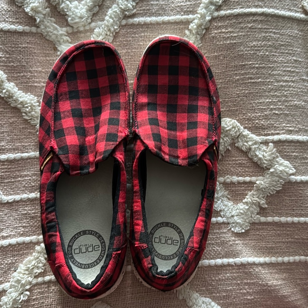 Women's Red Plaid Shoes